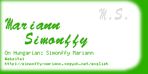 mariann simonffy business card